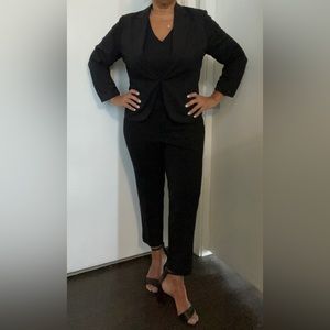 Amanda & Chelsea Ponte Knit skirt and pant suit with 3/4 sleeve rouched blazer.